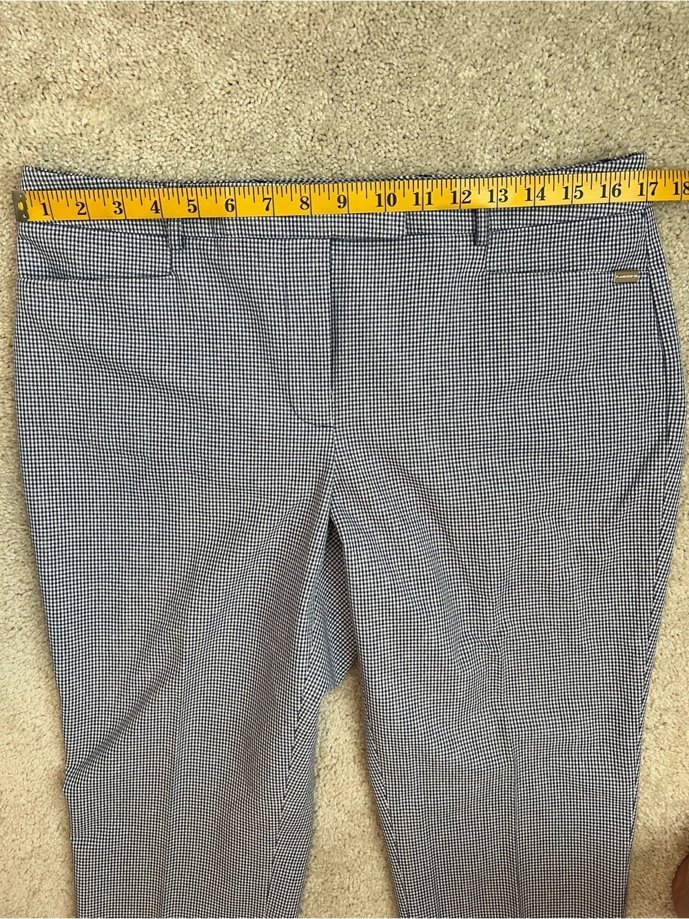 Tommy Hilfiger Navy White Houndstooth Dress Trousers Size 10 Straight Leg Pants - Picture 4 of 6